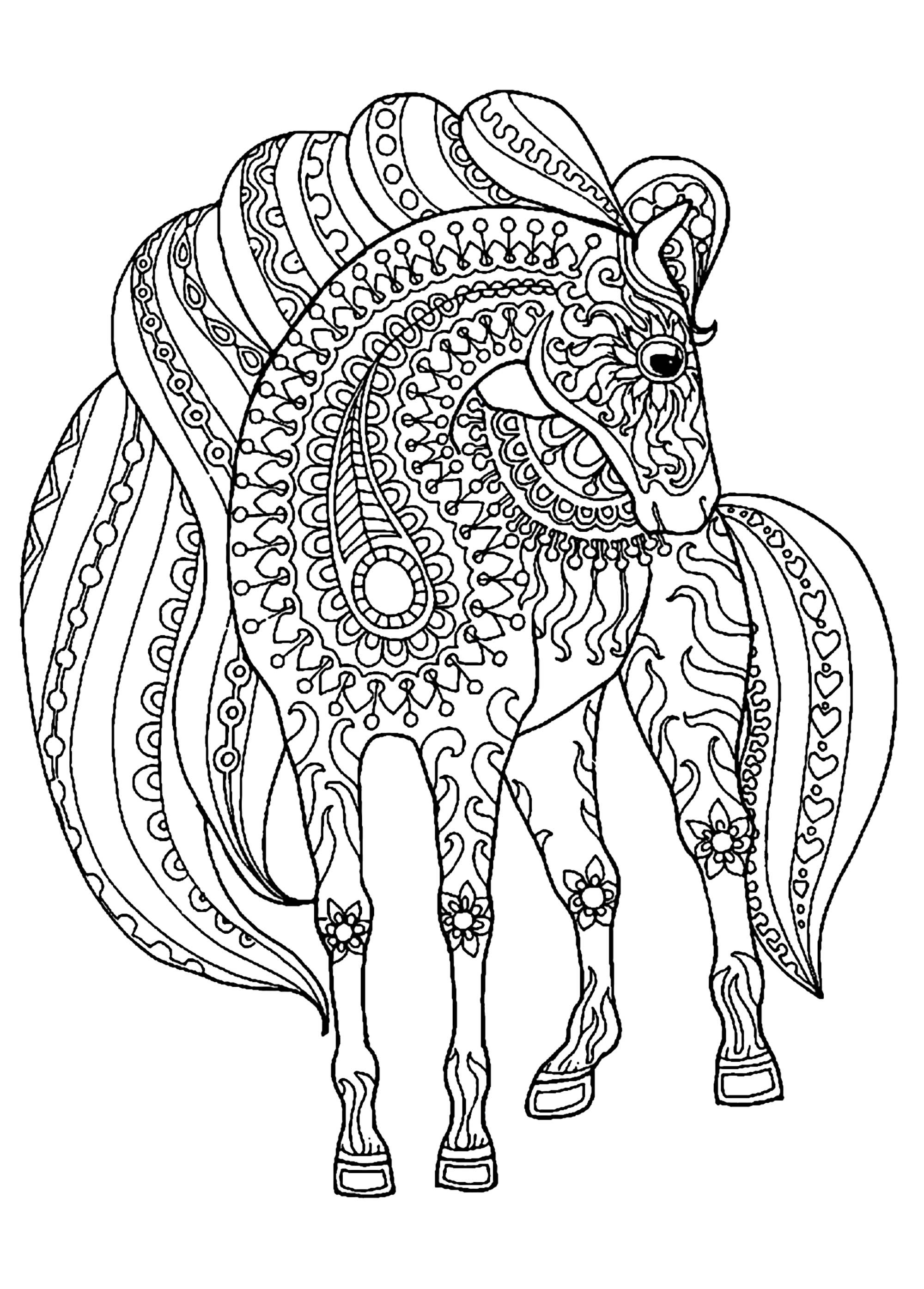 Free Horse Coloring Pages For Adults
 Horse simple zentangle patterns Horses Adult Coloring Pages