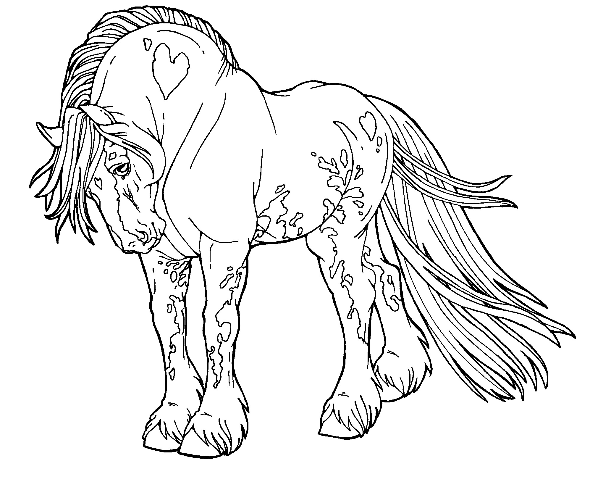 Free Horse Coloring Pages For Adults
 Free Lines Gypsy Drum Horse by AppleHunter on DeviantArt