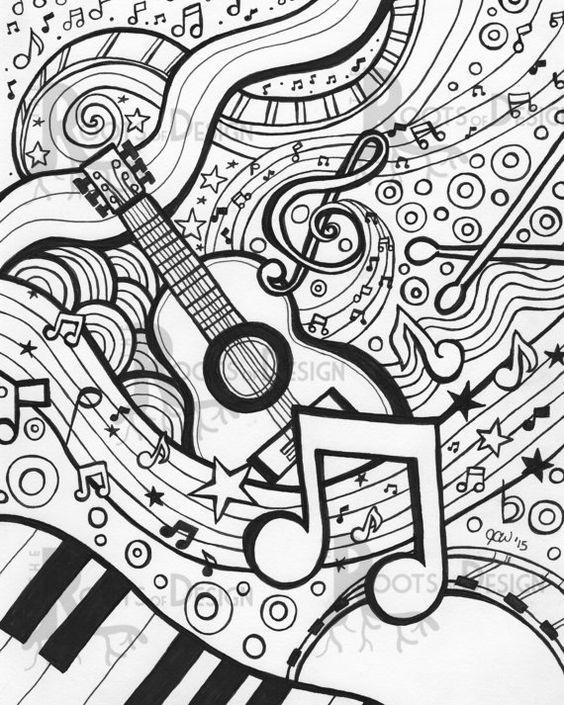 Free Music Coloring Pages
 American Hippie Art ☮ Adult Coloring Page Zentangle