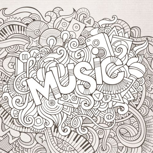 Free Music Coloring Pages
 Music Black and White Doodle