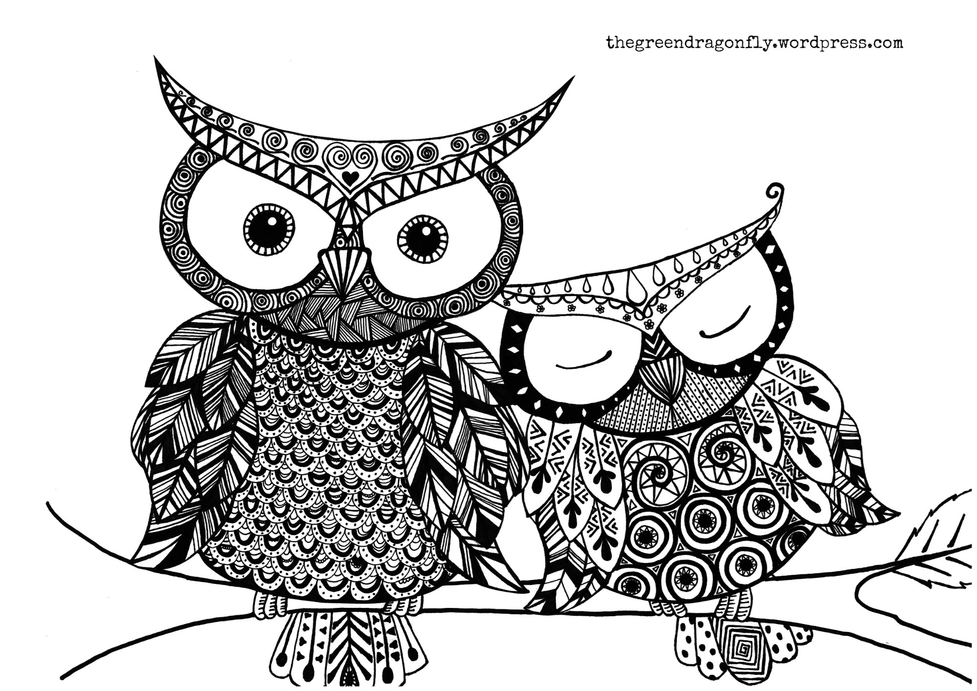 Free Owl Coloring Pages
 Decorative Owl Adult Anti Stress Coloring Page Black And