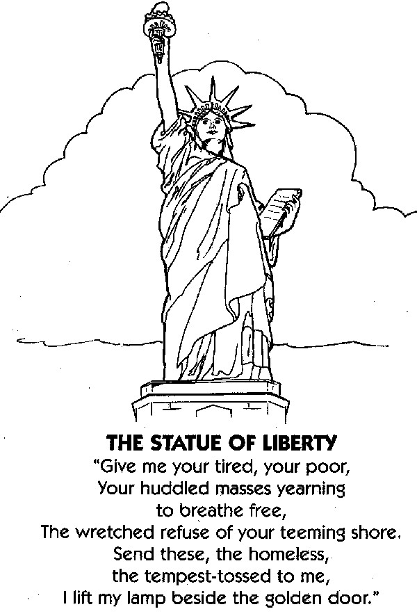 Free Preschool Coloring Sheets Of The Statue Of Liberty
 Coloring Book Page Statue Liberty Cliparts
