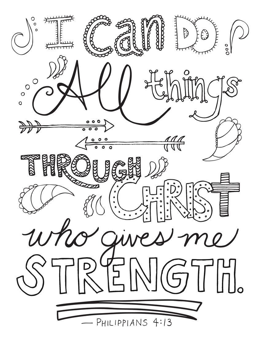 Free Printable Bible Coloring Pages With Scriptures
 Bible Verse Coloring Page Philippians 4 13 by