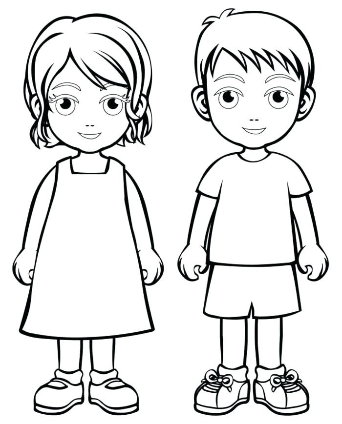 Free Printable Coloring Pages For Girls And Boys
 Outline A Boy And Girl Coloring Pages