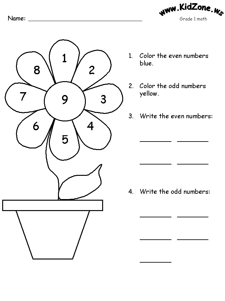 Free Printable Coloring Sheets For Gr.1
 Math Activity Worksheets