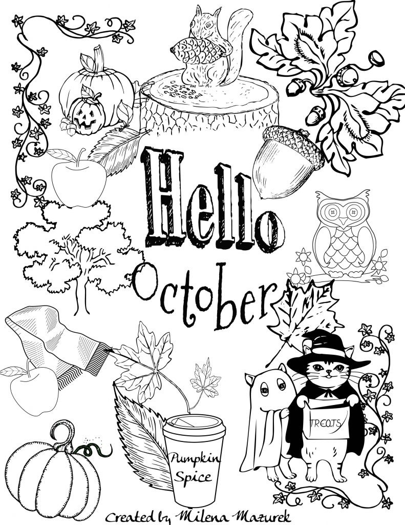 Free Printable Coloring Sheets For October
 Free Hello October Coloring Page Download and Print