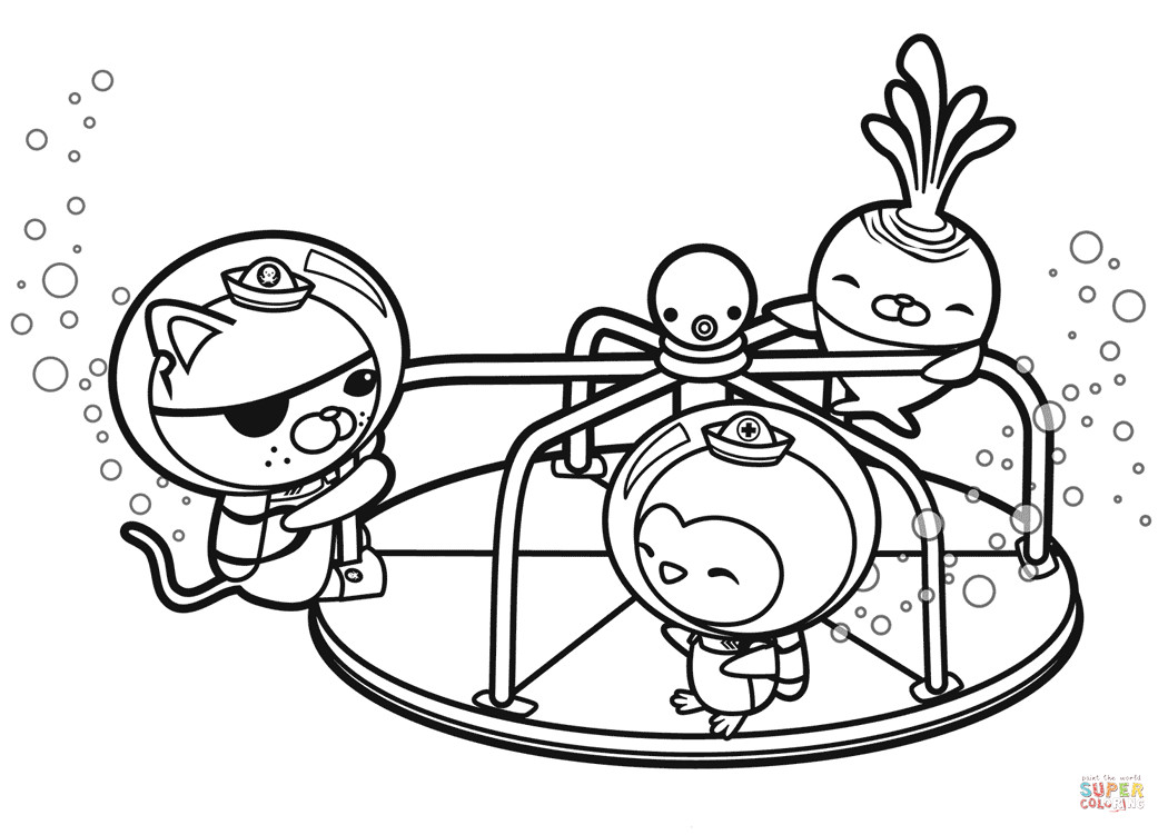 Free Printable Coloring Sheets Round
 Friends are Found on a Merry Go Round coloring page