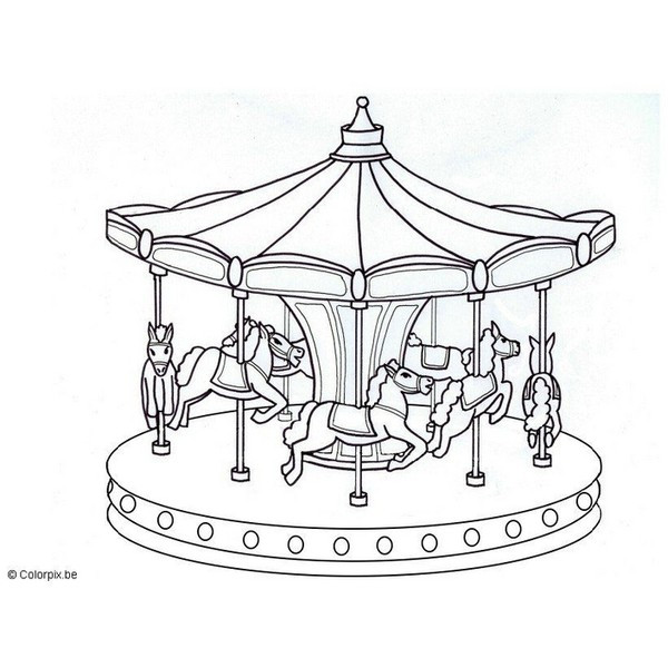 Free Printable Coloring Sheets Round
 Coloring page merry go round Free printable realistic