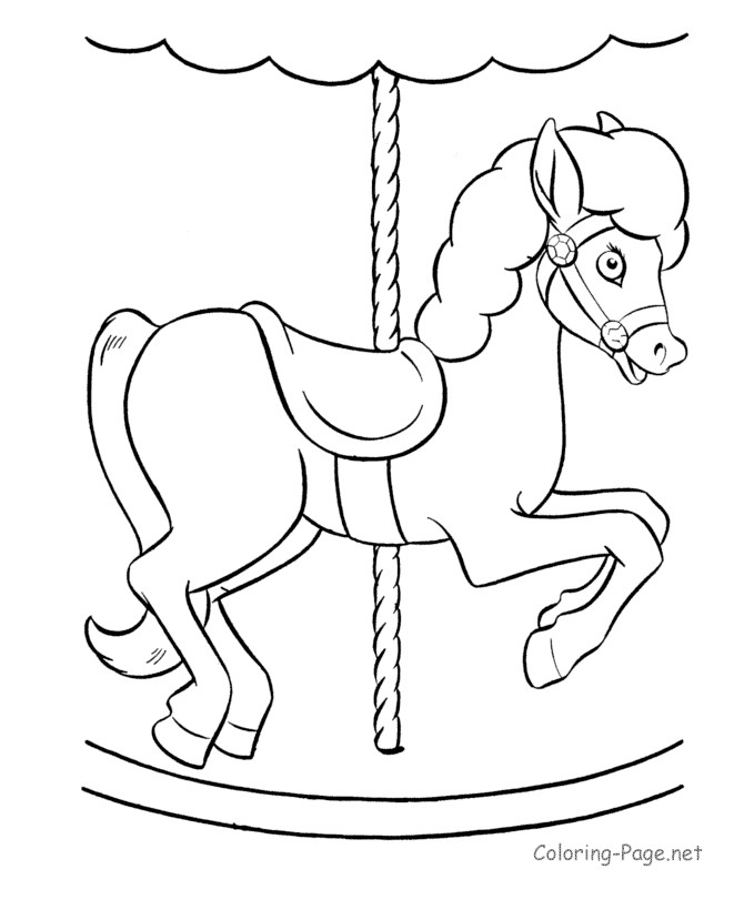 Free Printable Coloring Sheets Round
 Merry Go Round Pony Free Colouring Pages