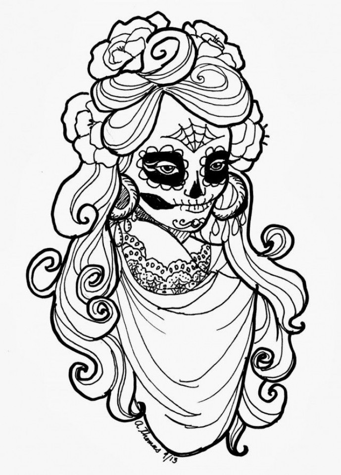 Free Printable Day Of The Dead Coloring Pages
 20 Free Printable Dia De Los Muertos Coloring Pages