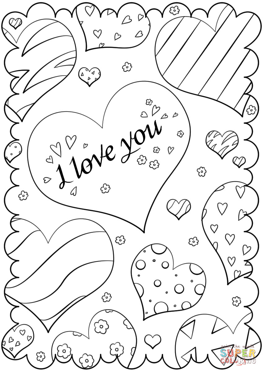 Free Printable I Love You Coloring Pages For Adults
 Valentine s Day Card "I Love You" coloring page