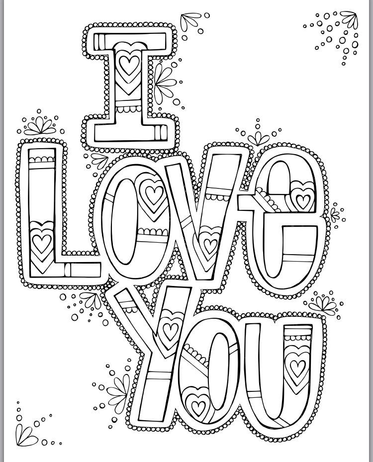 Free Printable I Love You Coloring Pages For Adults
 I Love You Coloring Print Pinterest