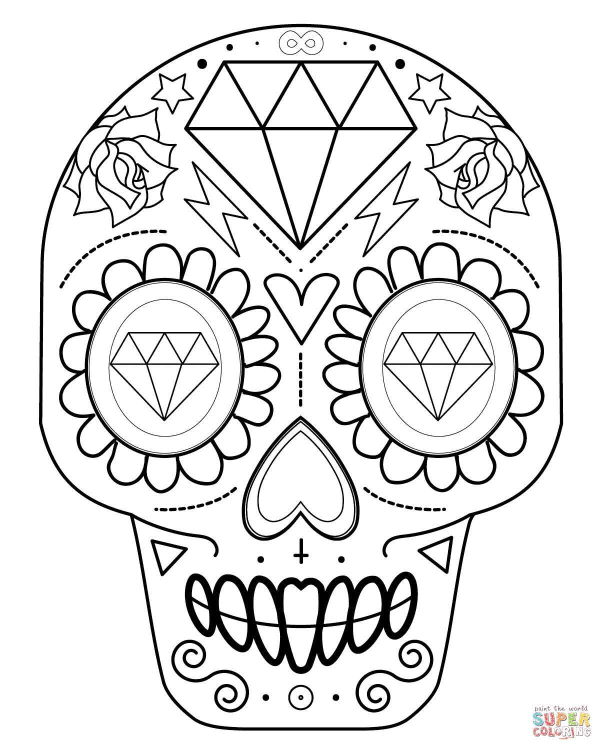 Free Printable Sugar Skull Coloring Pages
 Easy Sugar Skull Coloring Pages Coloring Home