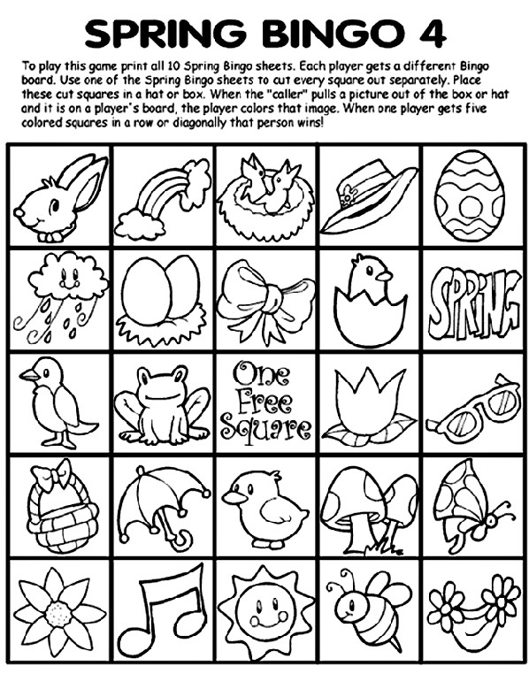 Free Resources For Printable Coloring Sheets Online
 Spring Bingo 4 Coloring Page