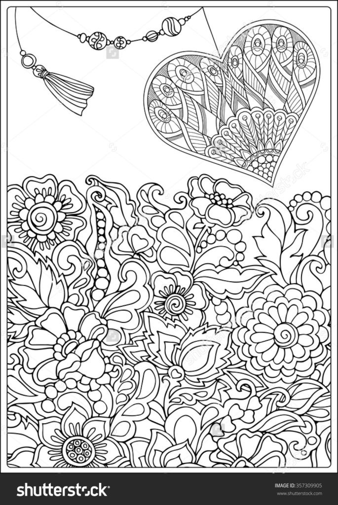 Free Valentine Coloring Pages For Adults
 Coloring Pages Decorative Love Heart With Flowers