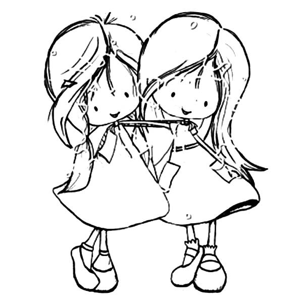 Friendship Coloring Pages For Girls
 Best Friends Two Little Girl Coloring Pages Best Friends