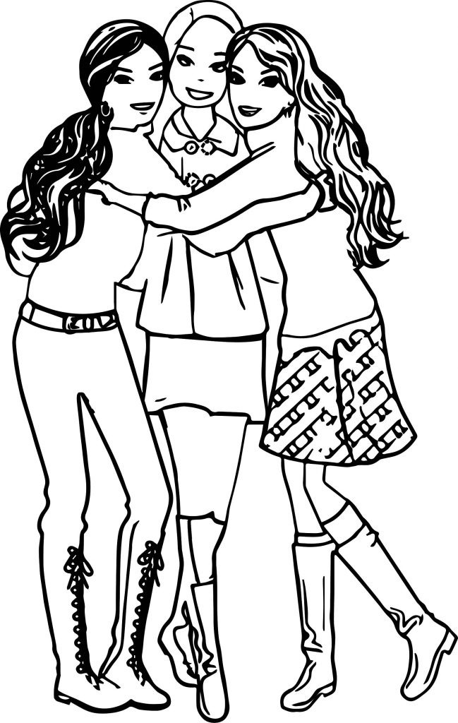 Friendship Coloring Pages For Girls
 Friendship Three Girl Friends Coloring Page