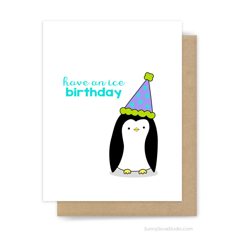 Funny Birthday Puns
 Funny Birthday Card For Friend Her Him Cute Fun Penguin Pun