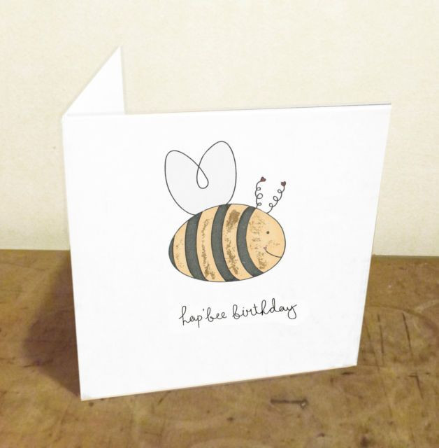 Funny Birthday Puns
 Hap Bee Birthday Funny Pun Handmade Illustrated