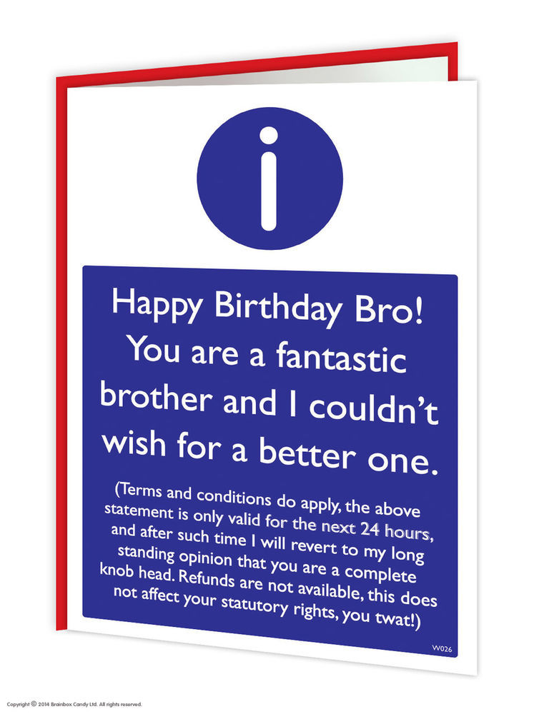Best ideas about Funny Brother Birthday
. Save or Pin Brainbox Candy Brother Bro Birthday Greeting Cards funny Now.
