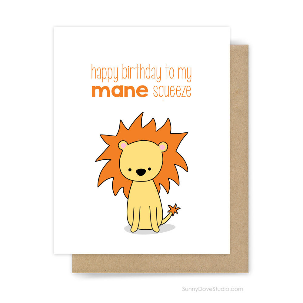 Funny Happy Birthday Cards
 Funny Birthday Card For Boyfriend Husband Him Lion Pun Mane