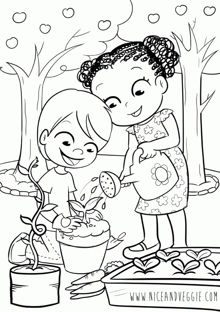 Gaden Week Preschool Coloring Sheets
 Kids Gardening Coloring pages for children