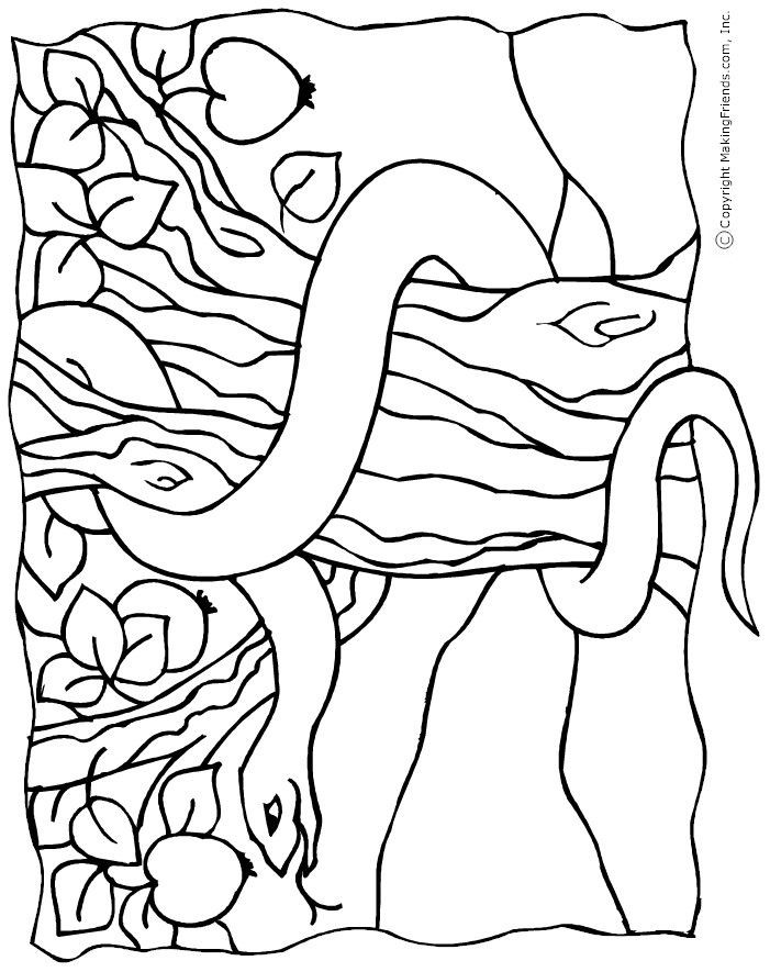 Gaden Week Preschool Coloring Sheets
 Snake in the Garden of Eden Colouring Page