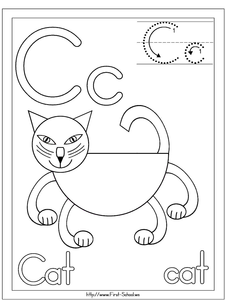 Gaden Week Preschool Coloring Sheets
 C cat coloring page for C week