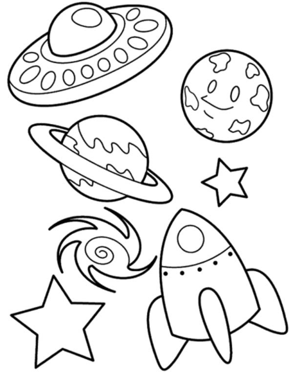 Galaxy Coloring Pages
 Ufo Pla Galaxy And Spaceship Coloring Page Art