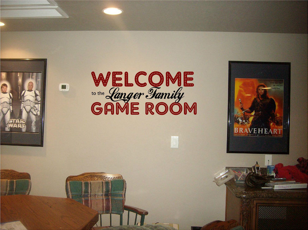 Best ideas about Game Room Wall Decor
. Save or Pin Wel e GAME ROOM with your family name wall sign vinyl Now.