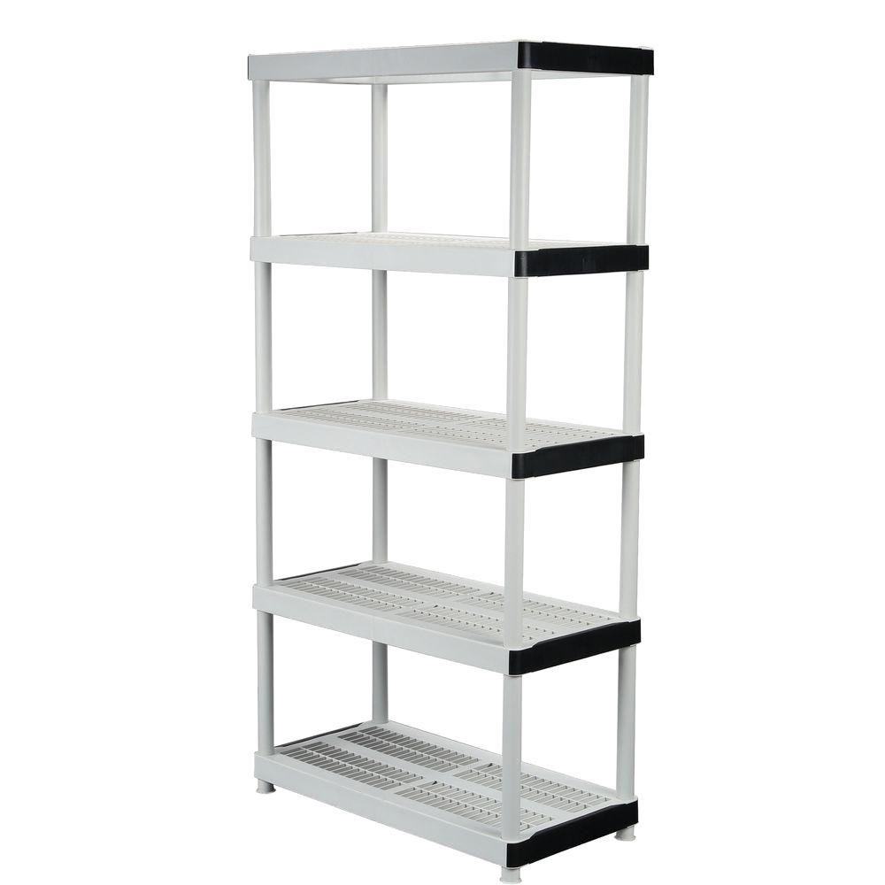 Best ideas about Garage Storage Shelves Home Depot
. Save or Pin HDX 36 in W x 72 in H x 18 in D 5 Shelf Plastic Now.