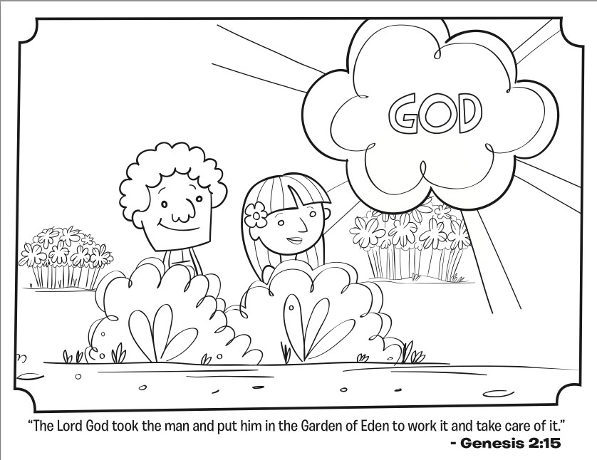 Garden Of Eden Coloring Pages
 Adam and Eve Bible Coloring Pages