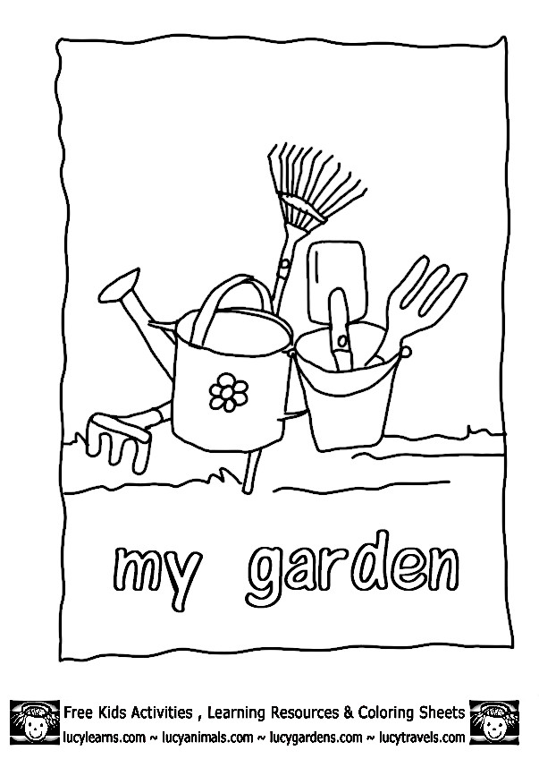 Garden Week Preschool Coloring Sheets
 Kids Gardening Tools Coloring Pages Lucy Garden Coloring