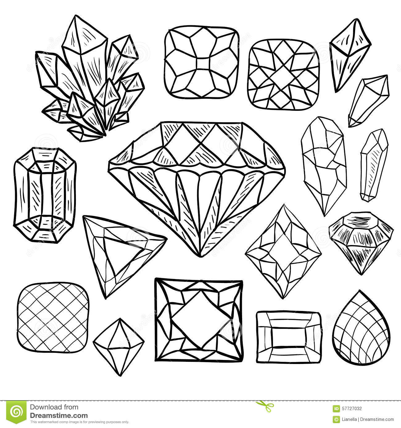 Gem Coloring Pages
 Drawn crystal gem Pencil and in color drawn crystal gem