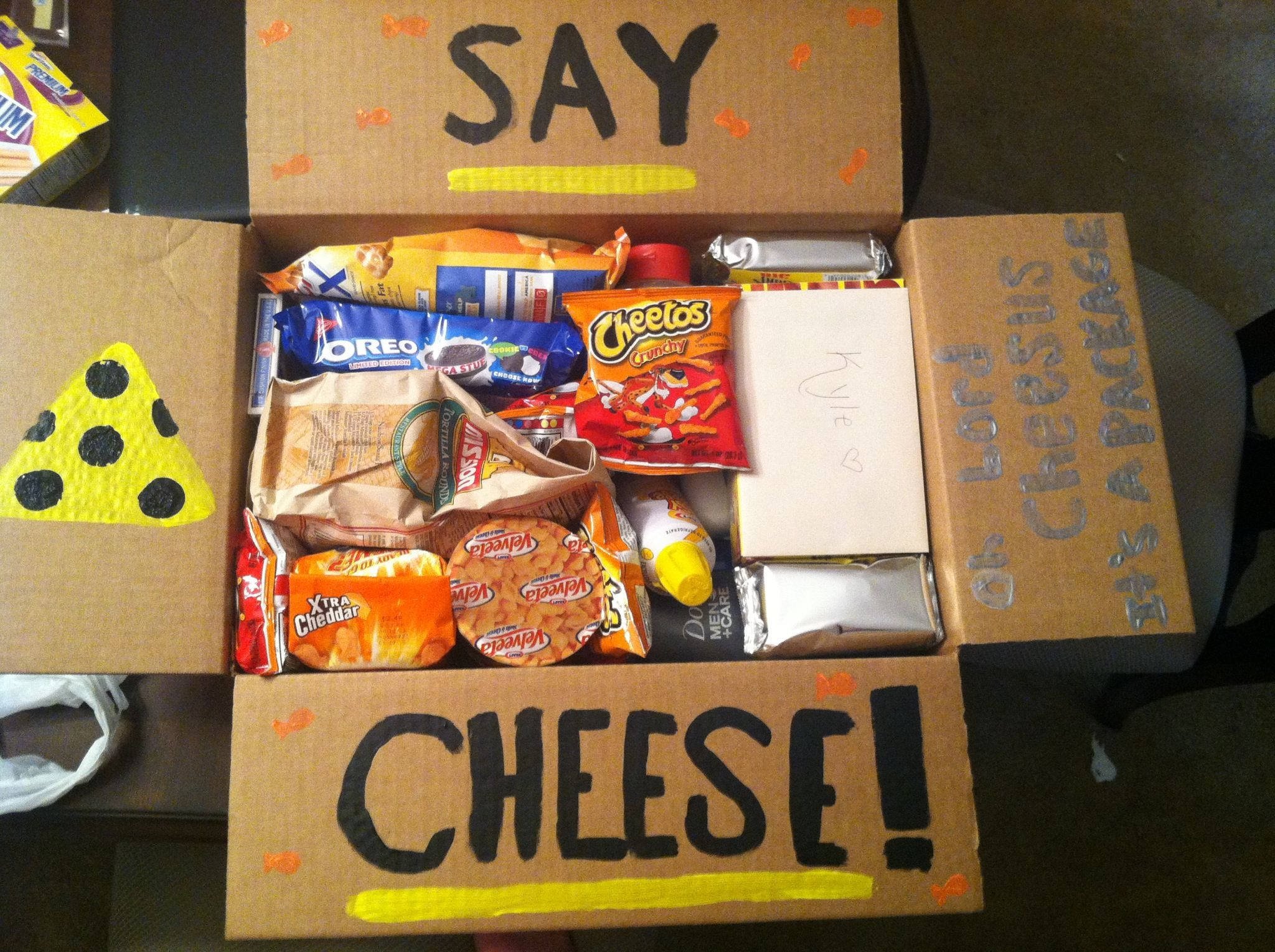 Gift Ideas For Army Boyfriend
 Care package I did for my boyfriend Say cheese Cheese