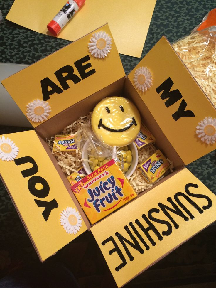 Gift Ideas For Army Boyfriend
 "You are my sunshine" yellow themed care package sent to