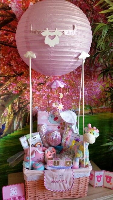Girl Baby Shower Gift Basket Ideas
 Baby Shower hot air balloon t basket DIY