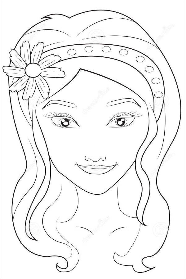 Girl Faces Coloring Sheets For Girls
 9 Face Coloring Pages JPG AI Illustrator Download