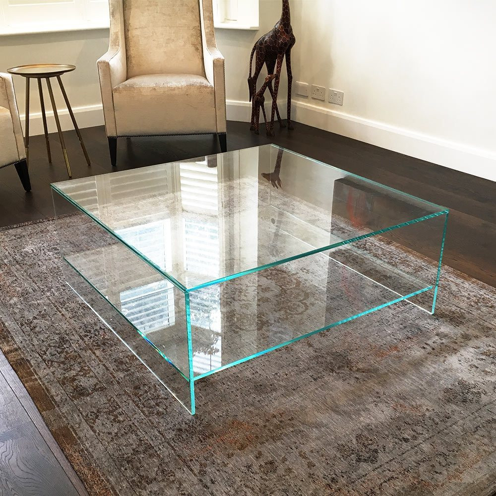 Best ideas about Glass Coffee Table
. Save or Pin Judd Square Glass Coffee Table with Shelf Klarity Now.