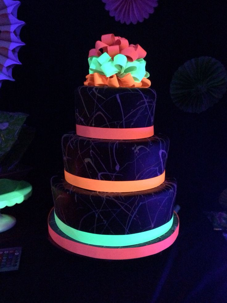 Glow In The Dark Birthday Cake
 Glow in the dark cake Glow party Pinterest