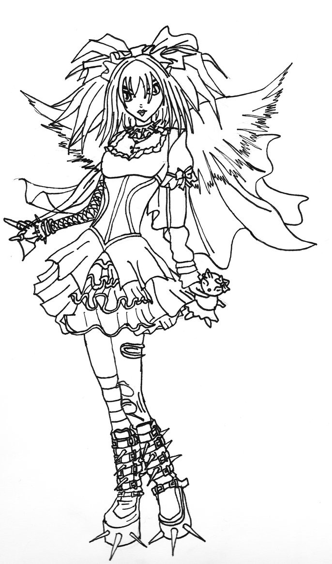 Goth Coloring Book
 Gothic Angel Line art by Kestrel36 on DeviantArt