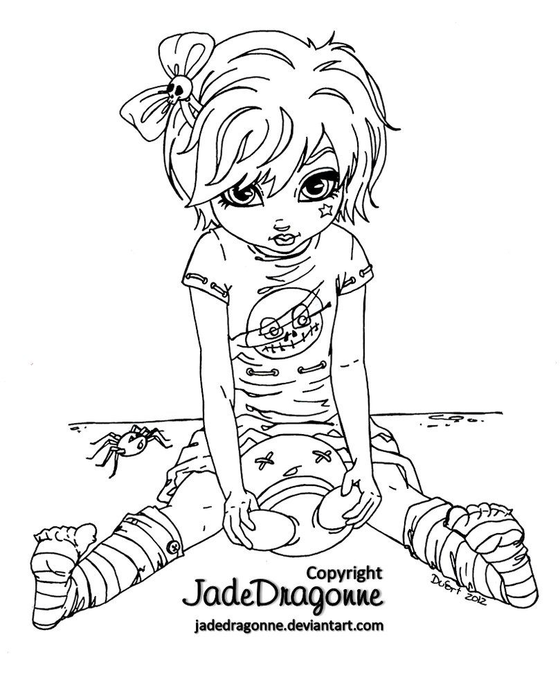 Goth Coloring Book
 Gothic Doll Lineart by JadeDragonne on DeviantArt