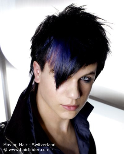 Goth Hairstyles Male
 Punkish or gothic haircut for men with blue black colors