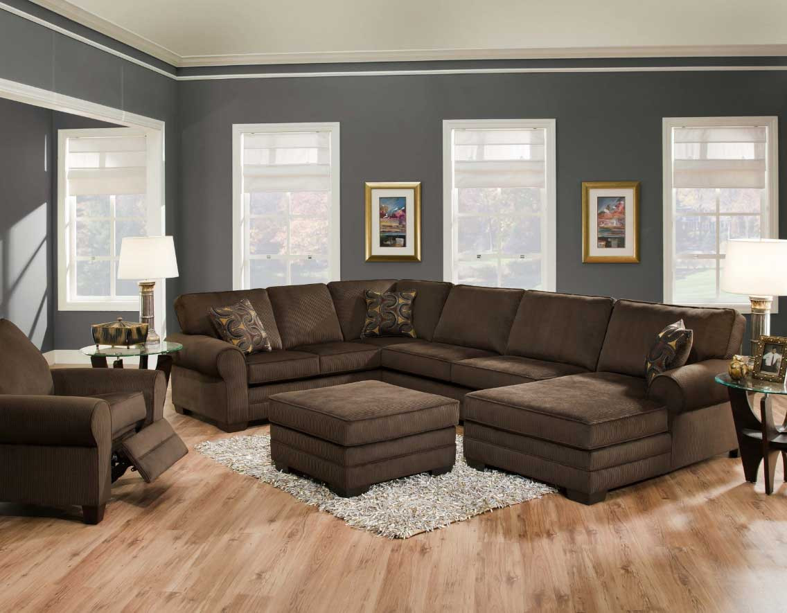 Best ideas about Gray And Brown Living Room
. Save or Pin Gray and brown living room with dark brown u shape couch Now.