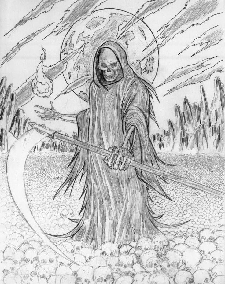 Grim Reaper Coloring Pages
 Drawn grim reaper wing coloring page Pencil and in color