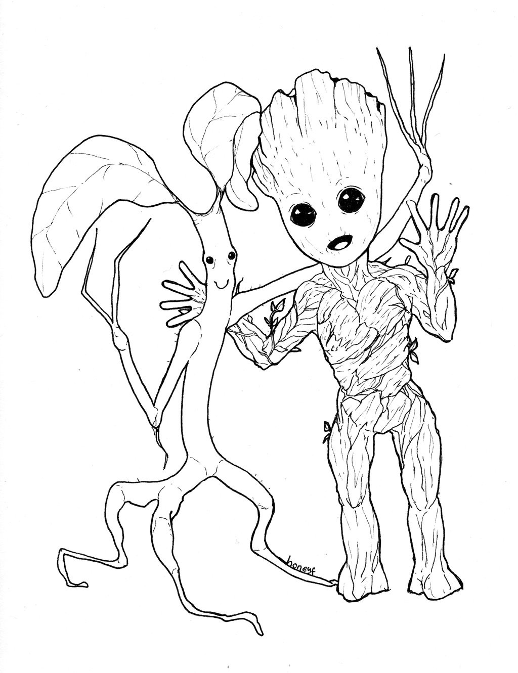 Groot Coloring Pages
 Picket Baby Groot by honeyf on DeviantArt