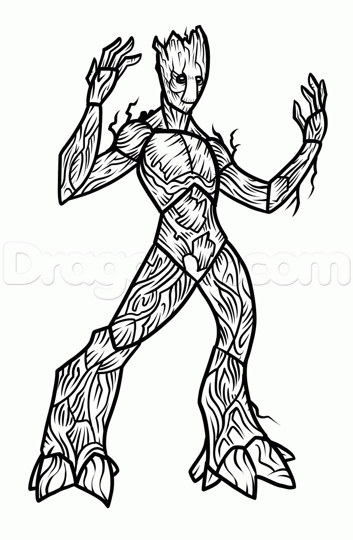 Groot Coloring Pages
 How to Draw Groot Guardians of the Galaxy Step by Step