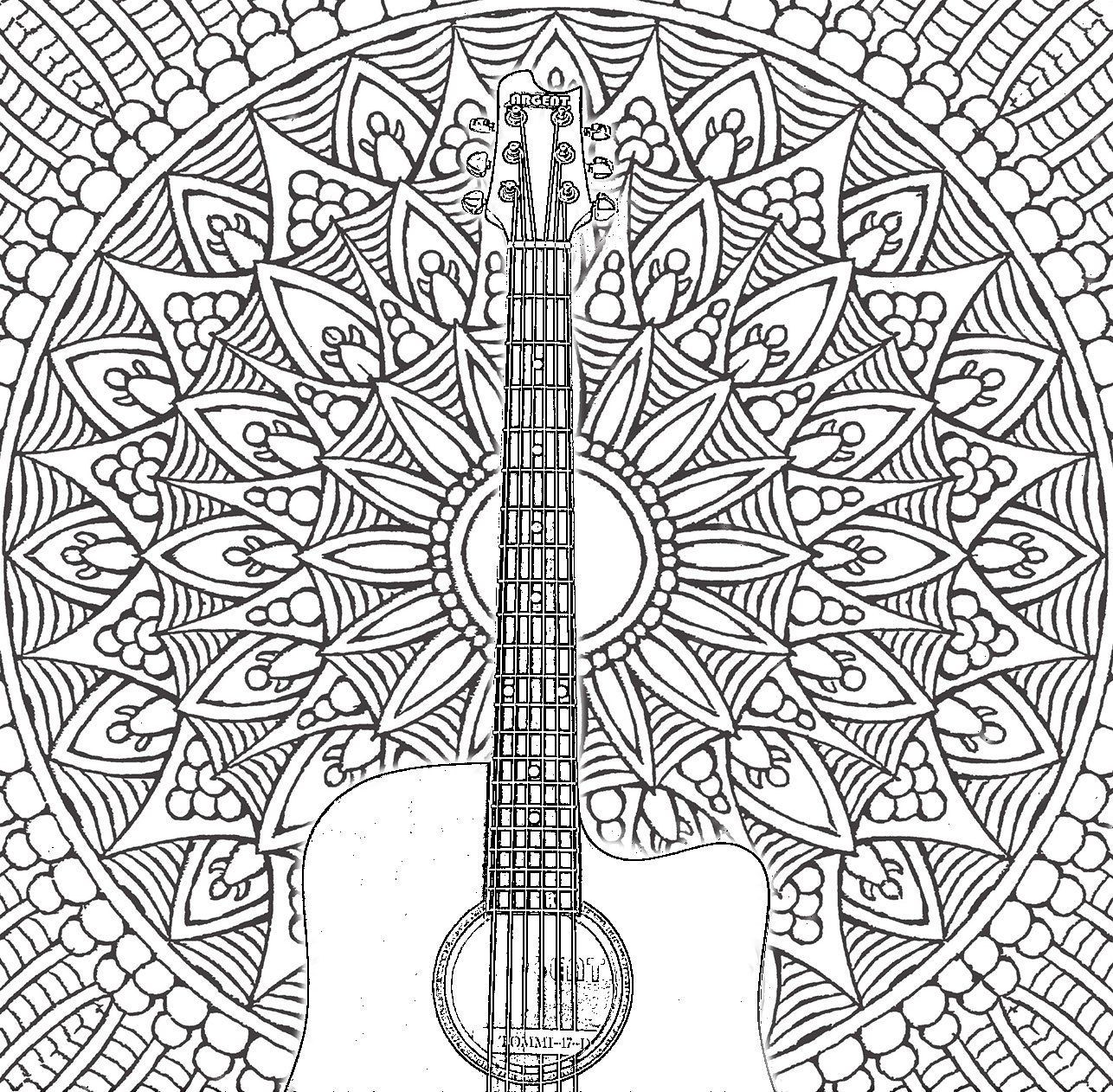 Guitar Coloring Pages For Adults
 Pin by FOSTER GINGER on COLORING BOOK PIANOS MUSICAL