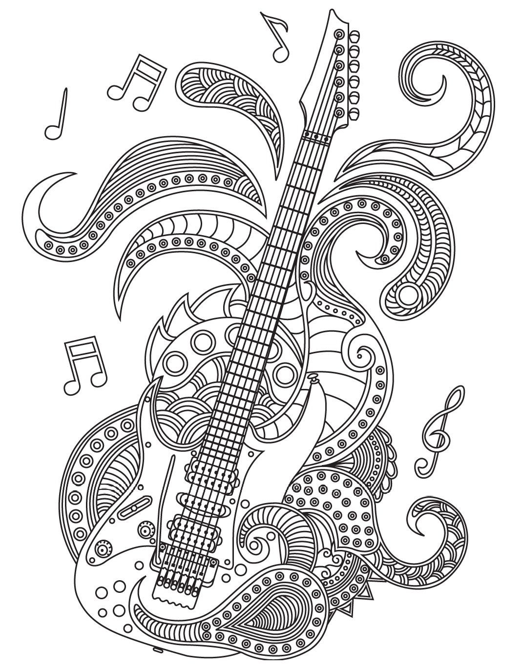 Guitar Coloring Pages For Adults
 Guitar