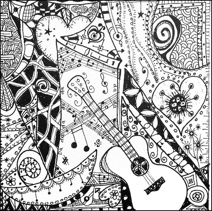 Guitar Coloring Pages For Adults
 Art Therapy coloring page music I like the guitar 7